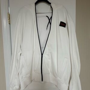 HUGO Men’s White Hoodie with Black Trim